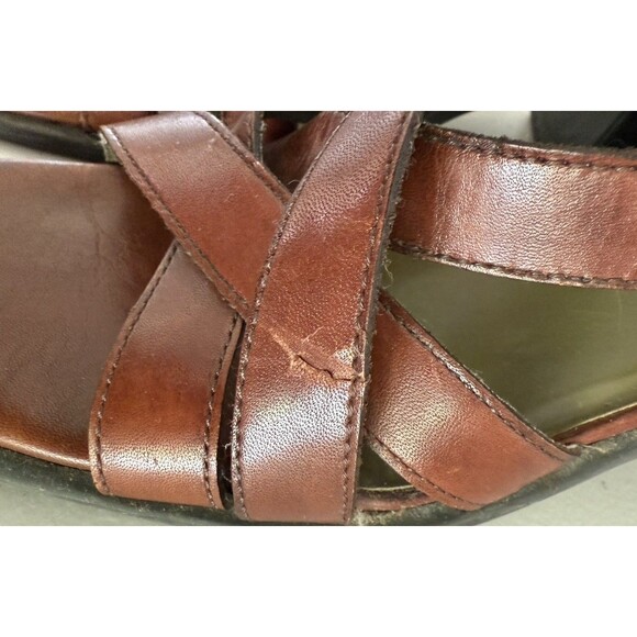 Vintage Nine and Co Brown Leather Strappy Sandals Women Size 7 Buckle Prentice - Picture 12 of 15